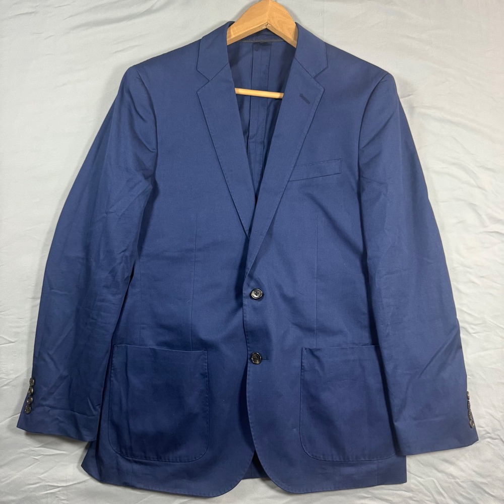 J. Crew Ludlow Sport Coat Blazer Mens 39R Navy Blue Larusmiani Tessuti Unlined